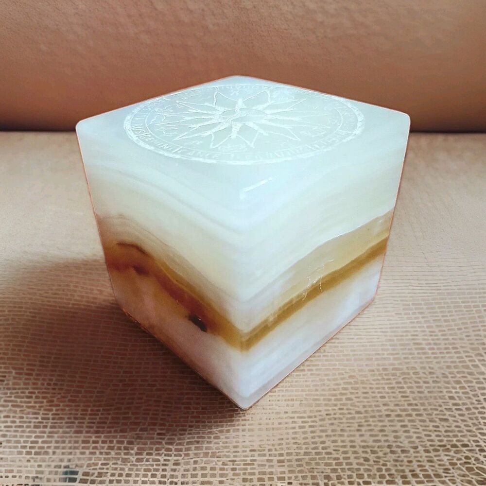 Carved Astrological Sign Stone Cube Agate Horoscope Star Chart Crystal Rock Gem
